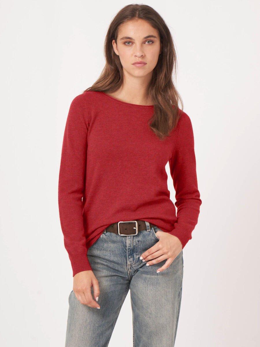 Repeat Cashmere Basic Trui Met Boothals Van Cashmere Wolmix