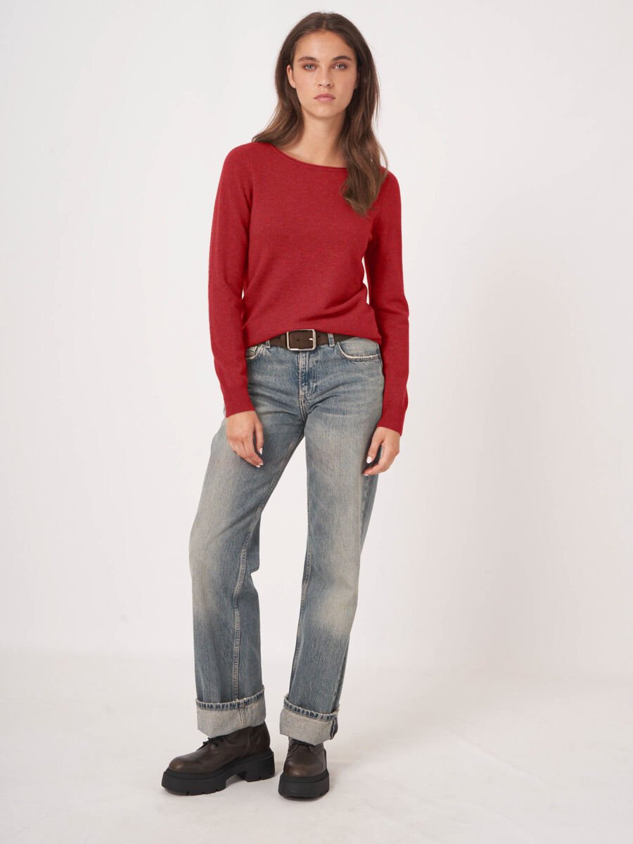 Repeat Cashmere Basic Trui Met Boothals Van Cashmere Wolmix