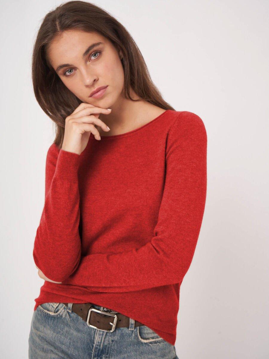 Repeat Cashmere Basic Trui Met Boothals Van Cashmere Wolmix