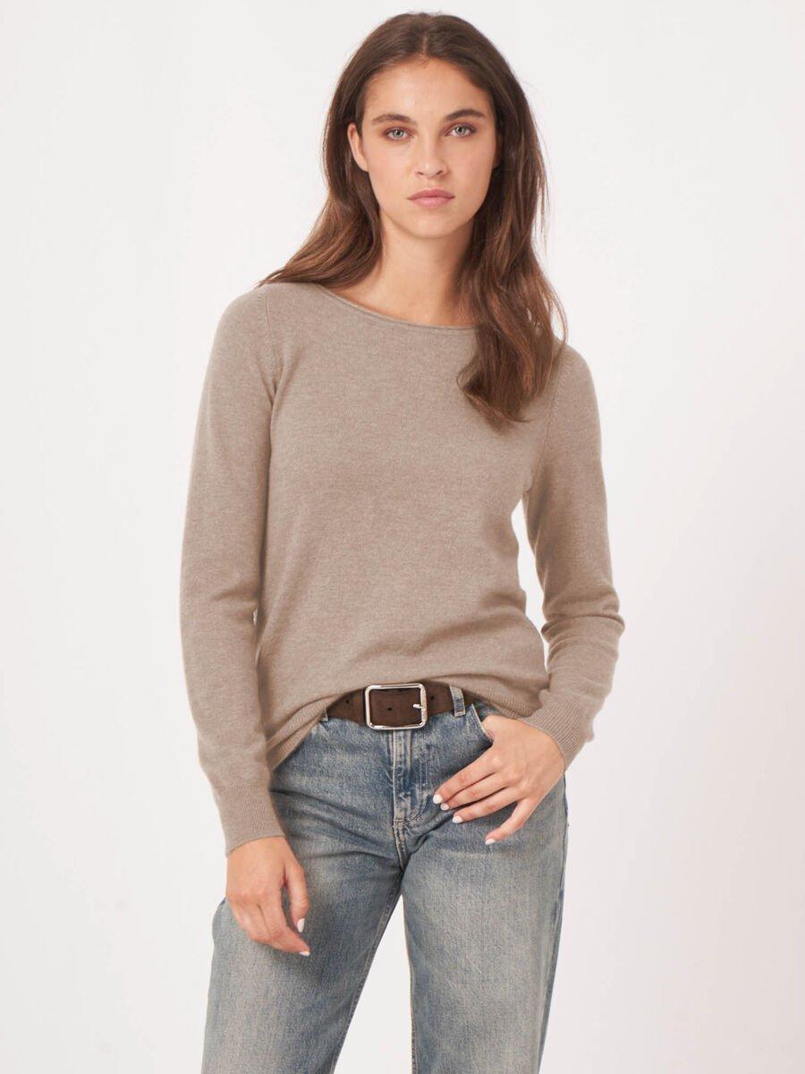 Repeat Cashmere Basic Trui Met Boothals Van Cashmere Wolmix