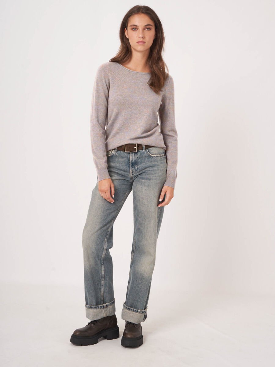 Repeat Cashmere Basic Trui Met Boothals Van Cashmere Wolmix