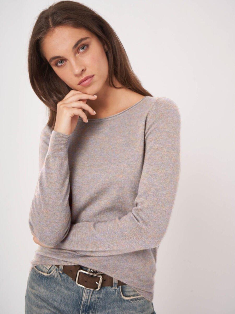 Repeat Cashmere Basic Trui Met Boothals Van Cashmere Wolmix