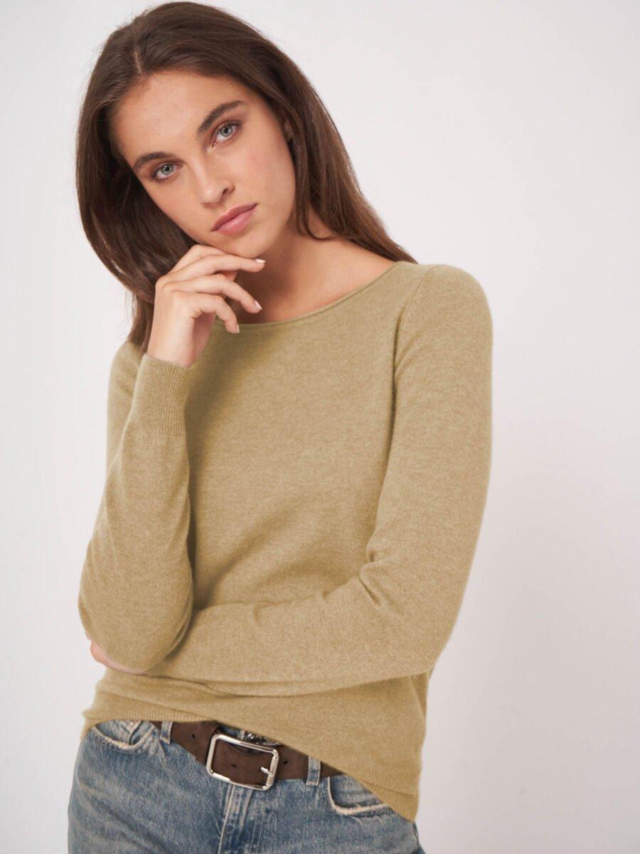 Repeat Cashmere Basic Trui Met Boothals Van Cashmere Wolmix