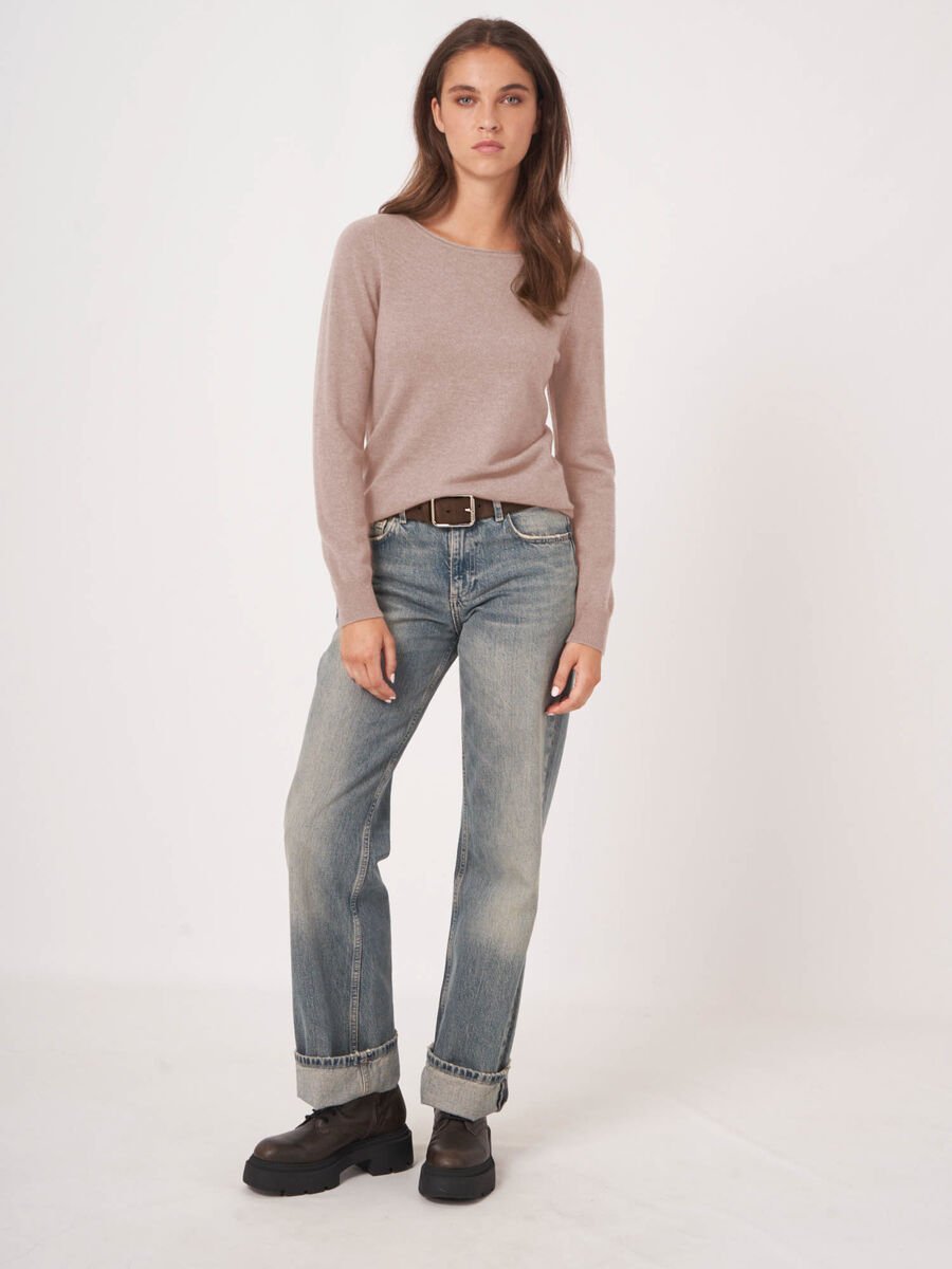 Repeat Cashmere Basic Trui Met Boothals Van Cashmere Wolmix