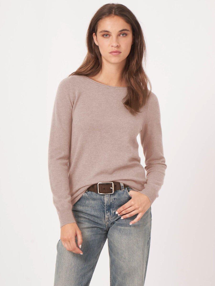 Repeat Cashmere Basic Trui Met Boothals Van Cashmere Wolmix