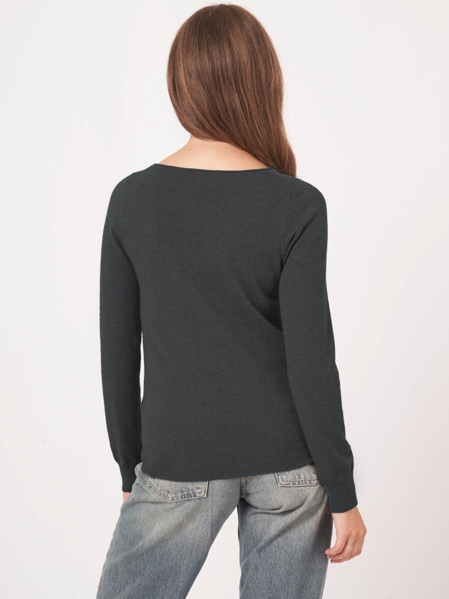 Repeat Cashmere Basic Trui Met Boothals Van Cashmere Wolmix