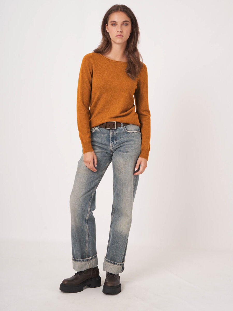 Repeat Cashmere Basic Trui Met Boothals Van Cashmere Wolmix