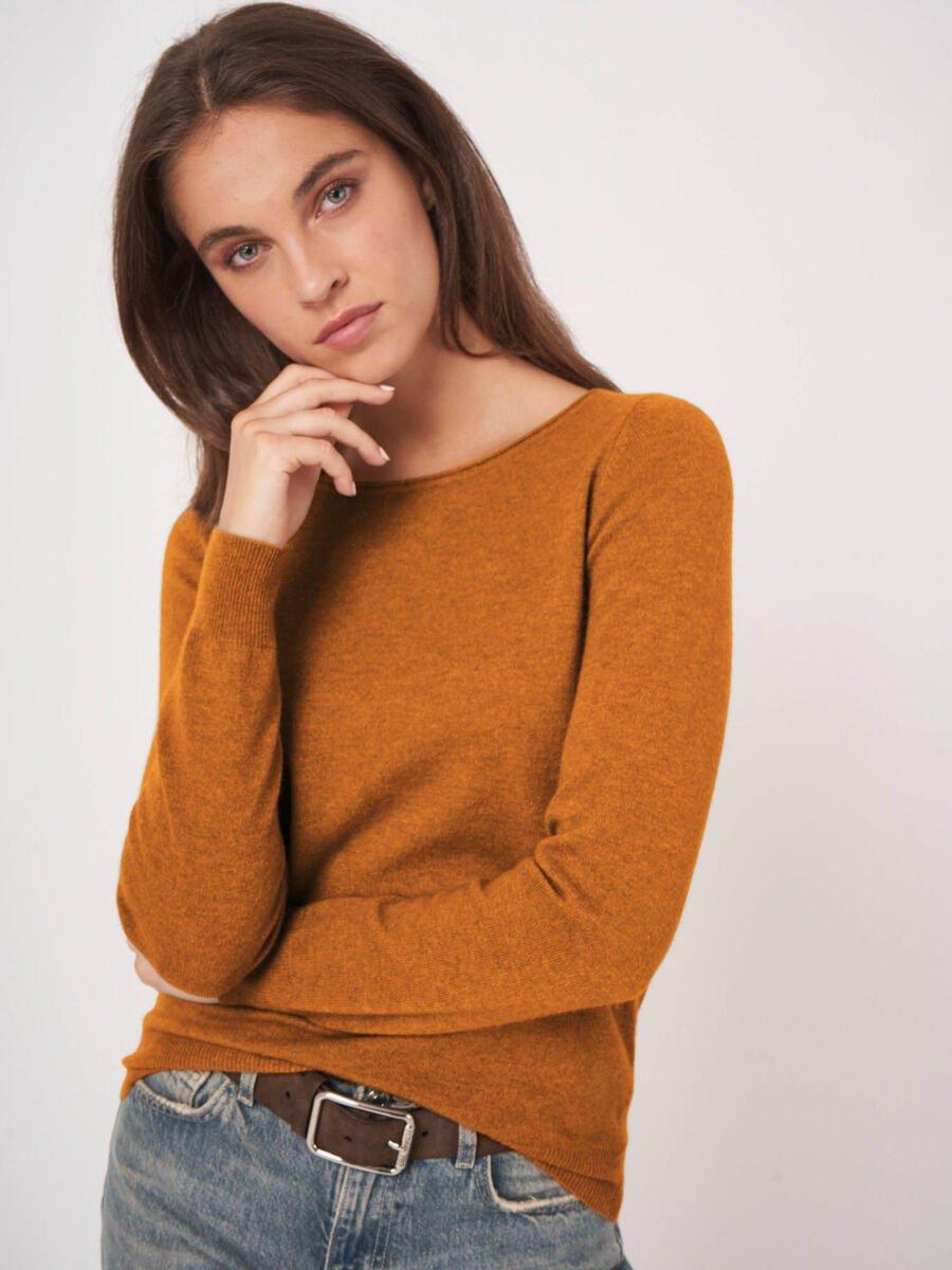 Repeat Cashmere Basic Trui Met Boothals Van Cashmere Wolmix