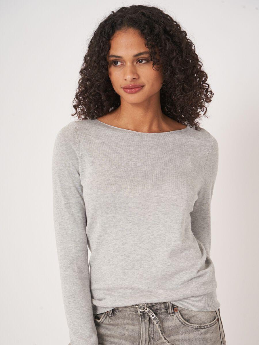 Repeat Cashmere Basic Trui Met Lange Mouwen In Katoenmix