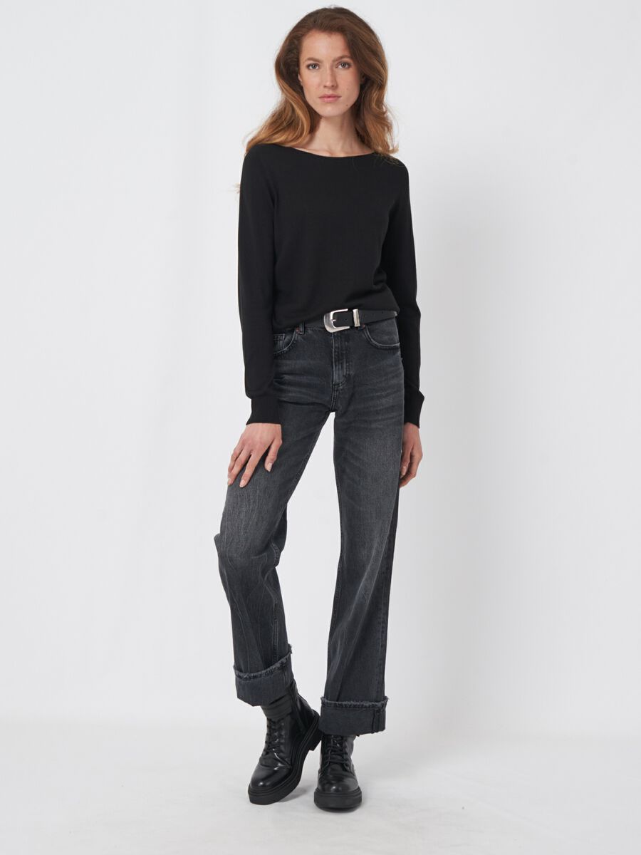 Repeat Cashmere Basic Trui Met Lange Mouwen In Katoenmix