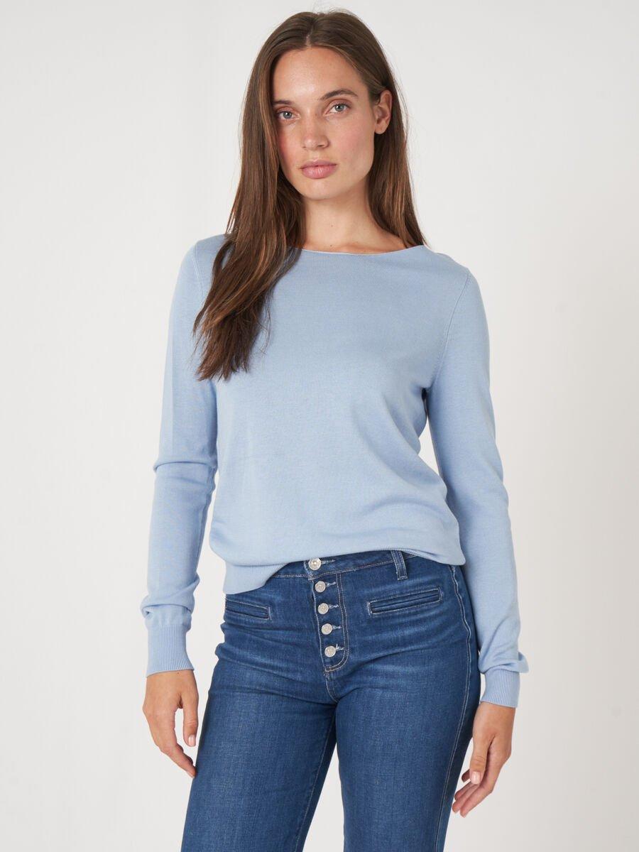 Repeat Cashmere Basic Trui Met Lange Mouwen In Katoenmix