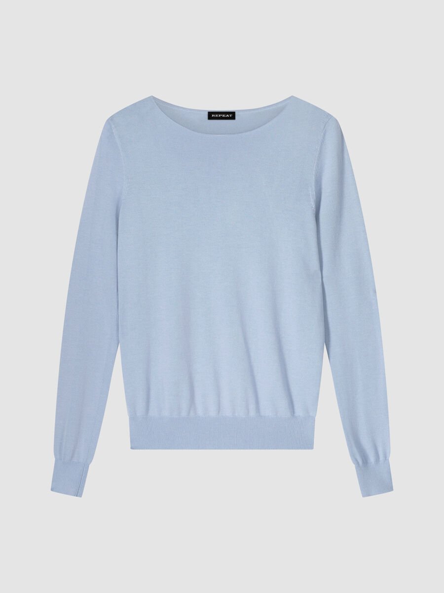 repeat cashmere Basic trui met lange mouwen in katoenmix