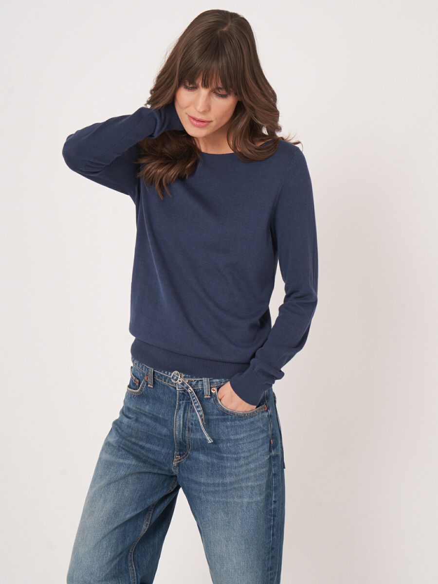 Repeat Cashmere Basic Trui Met Lange Mouwen In Katoenmix