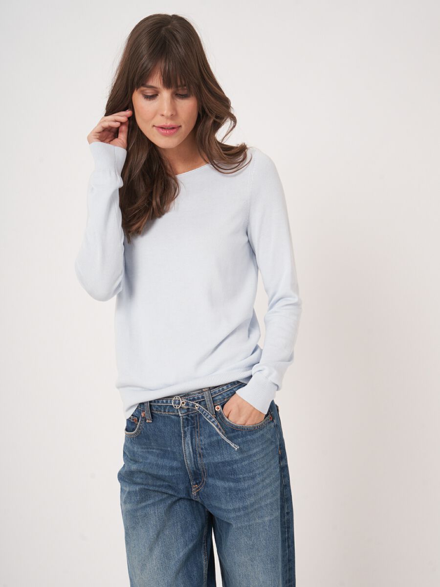 Repeat Cashmere Basic Trui Met Lange Mouwen In Katoenmix