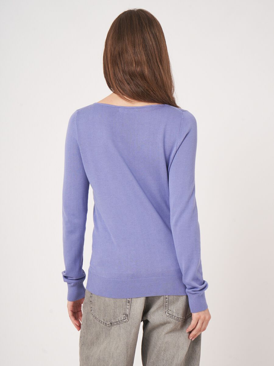 Repeat Cashmere Basic Trui Met Lange Mouwen In Katoenmix