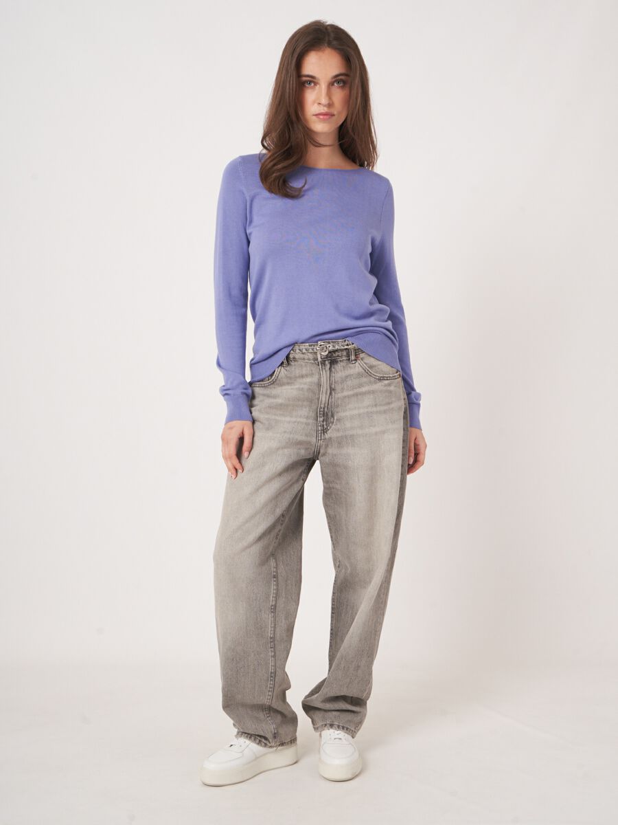Repeat Cashmere Basic Trui Met Lange Mouwen In Katoenmix