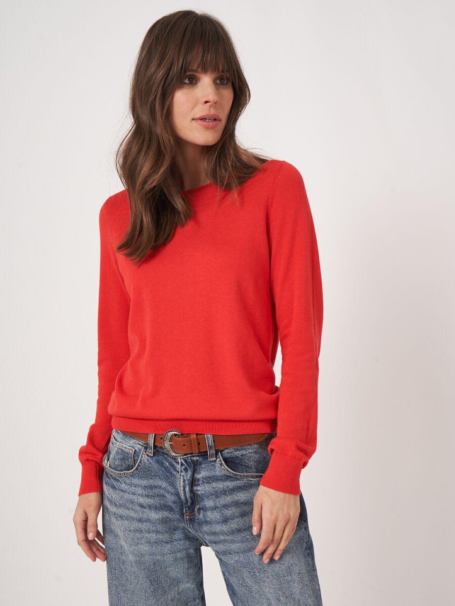 Repeat Cashmere Basic Trui Met Lange Mouwen In Katoenmix