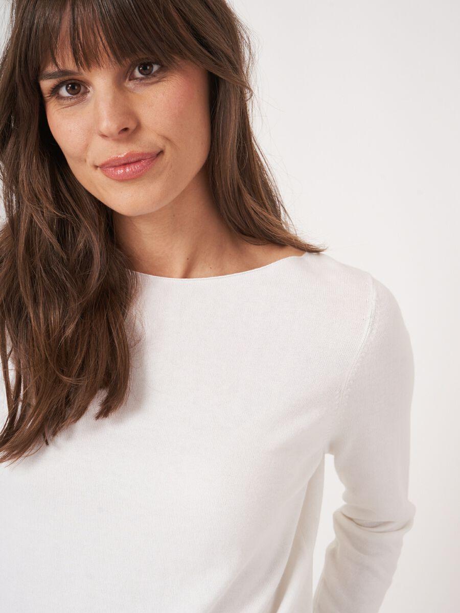 Repeat Cashmere Basic Trui Met Lange Mouwen In Katoenmix