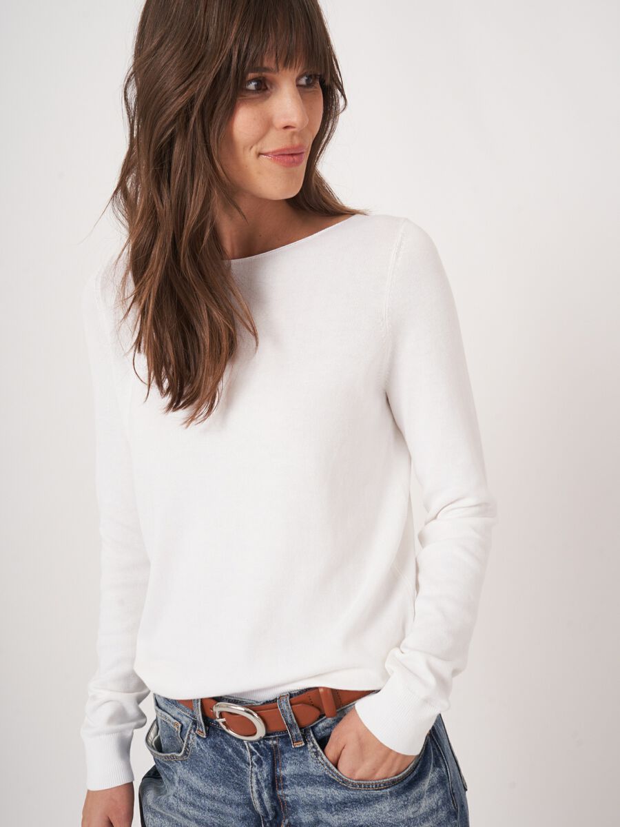 Repeat Cashmere Basic Trui Met Lange Mouwen In Katoenmix