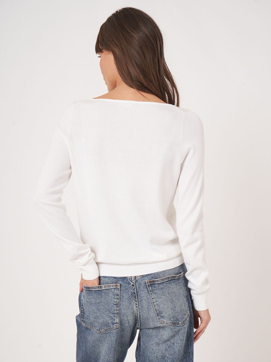 Repeat Cashmere Basic Trui Met Lange Mouwen In Katoenmix
