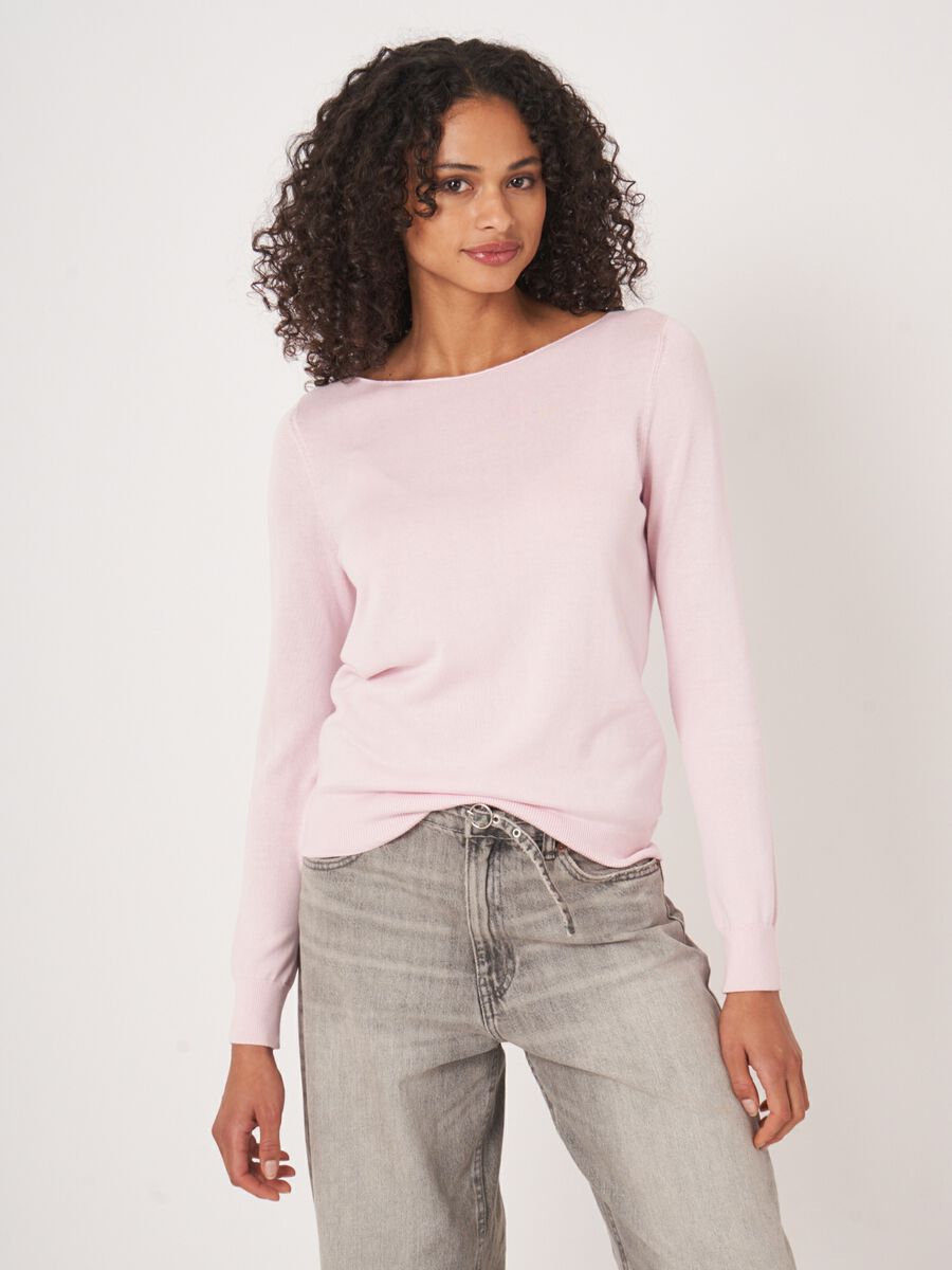 Repeat Cashmere Basic Trui Met Lange Mouwen In Katoenmix