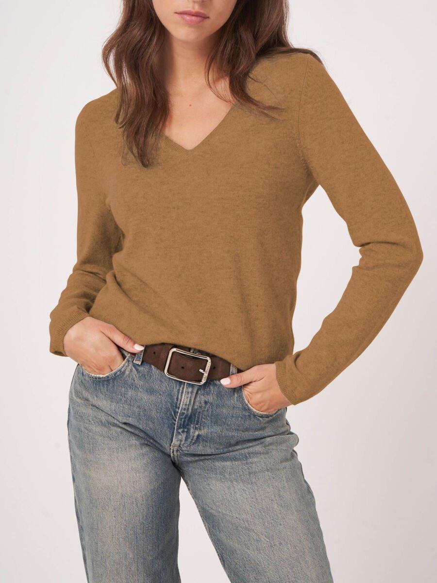 Repeat Cashmere Basic V-hals Trui Van Cashmere Wolmix