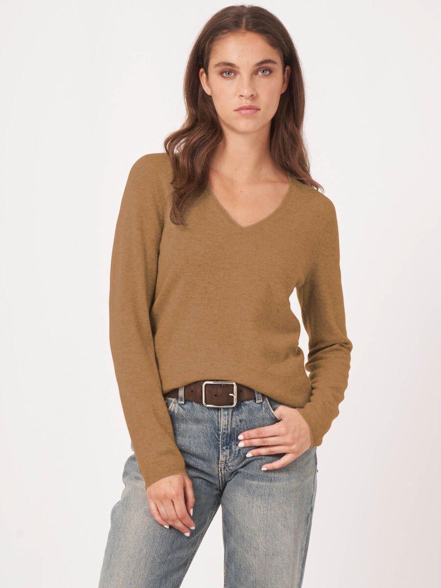 Repeat Cashmere Basic V-hals Trui Van Cashmere Wolmix