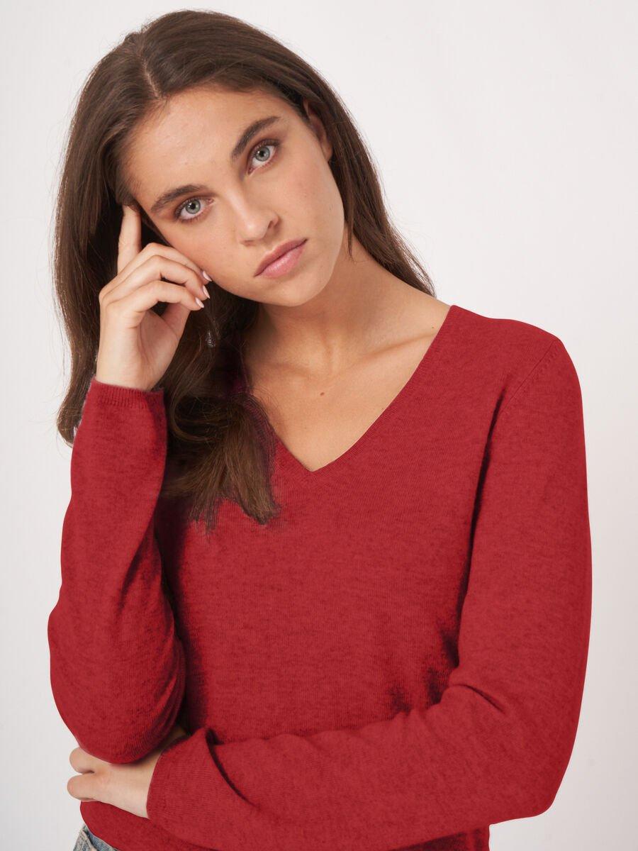 Repeat Cashmere Basic V-hals Trui Van Cashmere Wolmix