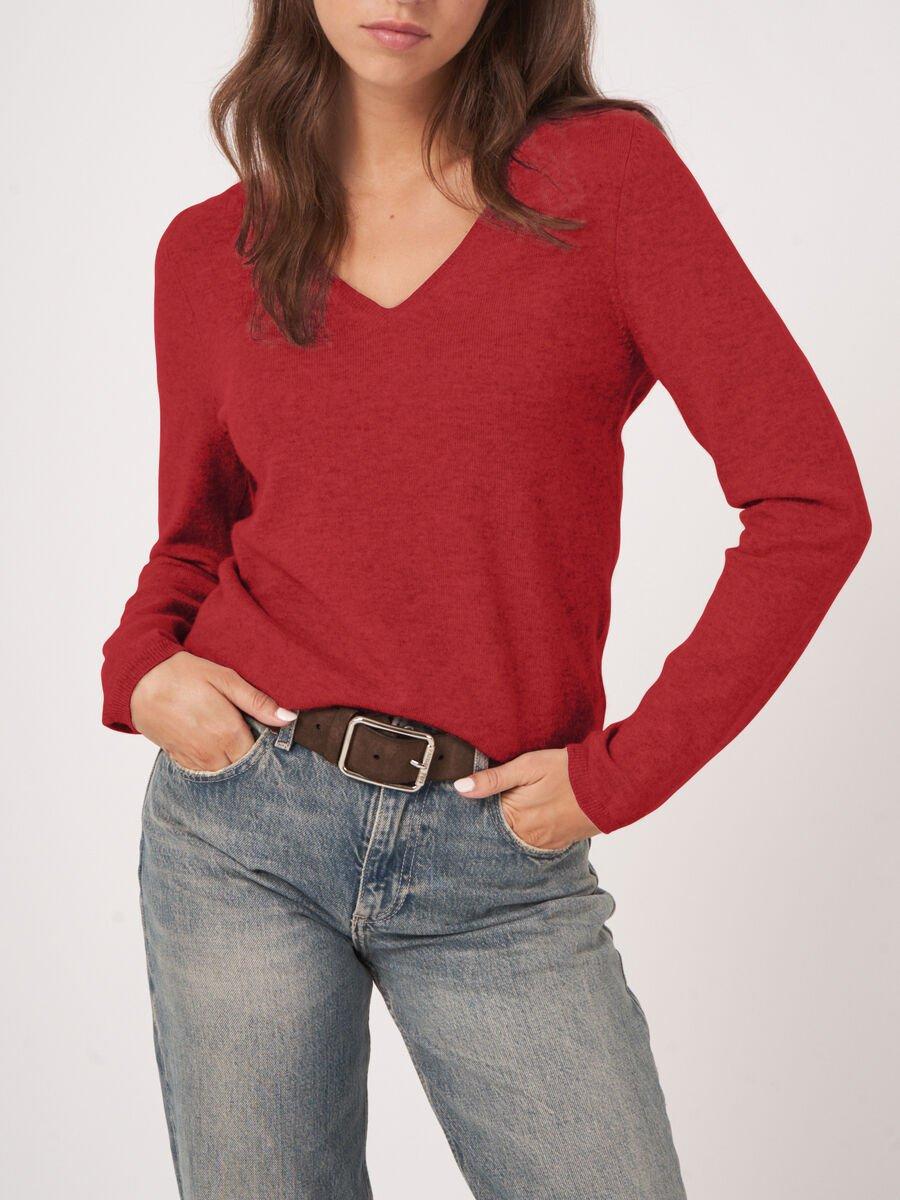 Repeat Cashmere Basic V-hals Trui Van Cashmere Wolmix