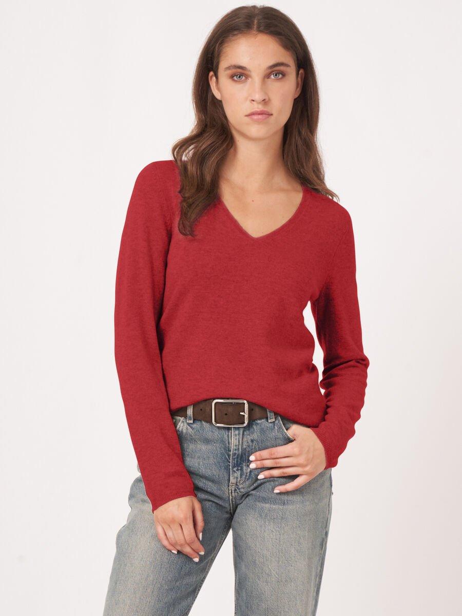repeat cashmere Basic V-hals trui van cashmere wolmix