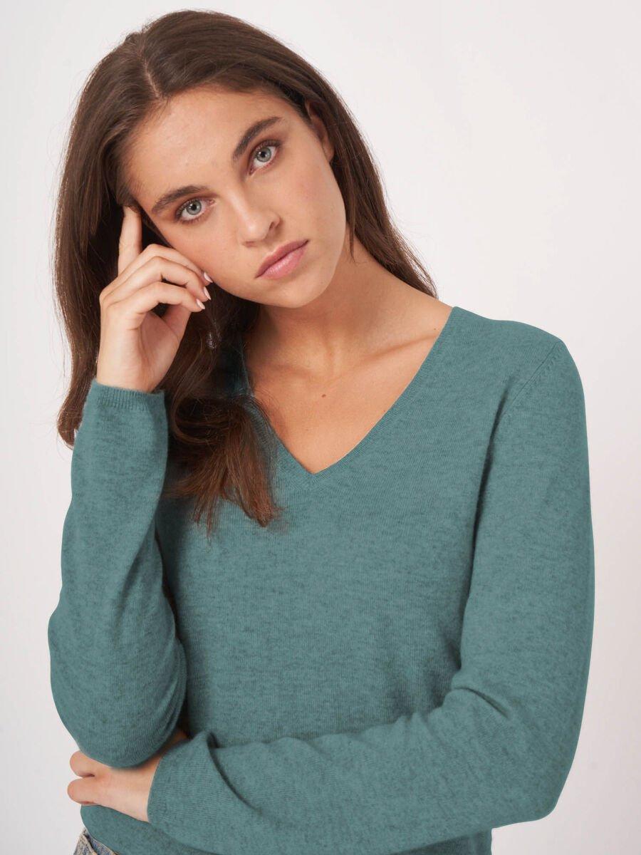 Repeat Cashmere Basic V-hals Trui Van Cashmere Wolmix