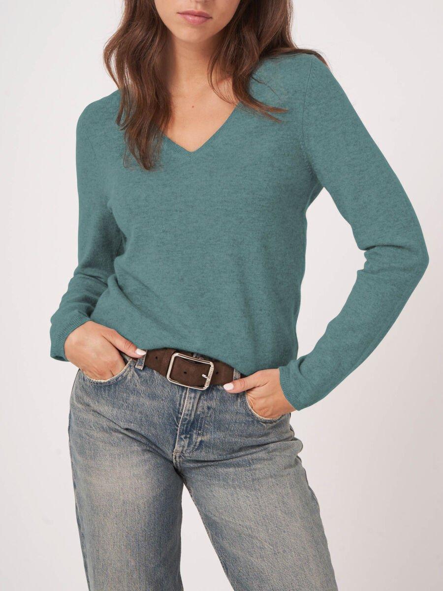 Repeat Cashmere Basic V-hals Trui Van Cashmere Wolmix