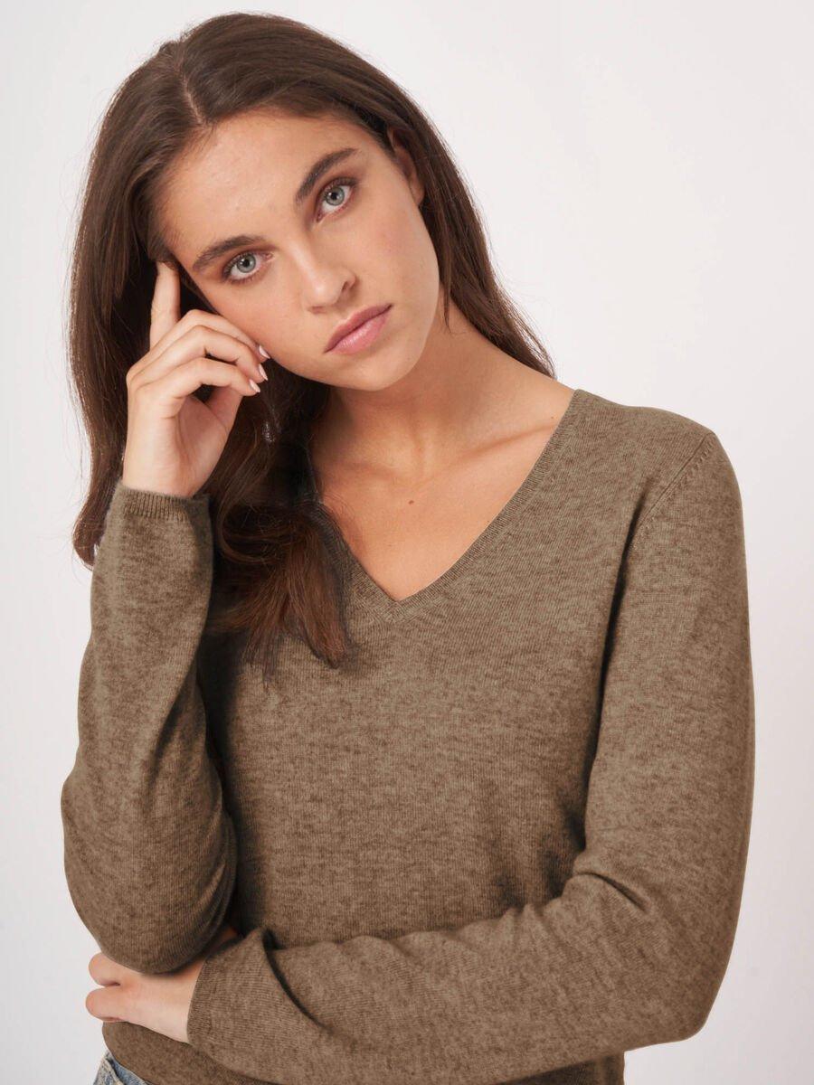 Repeat Cashmere Basic V-hals Trui Van Cashmere Wolmix