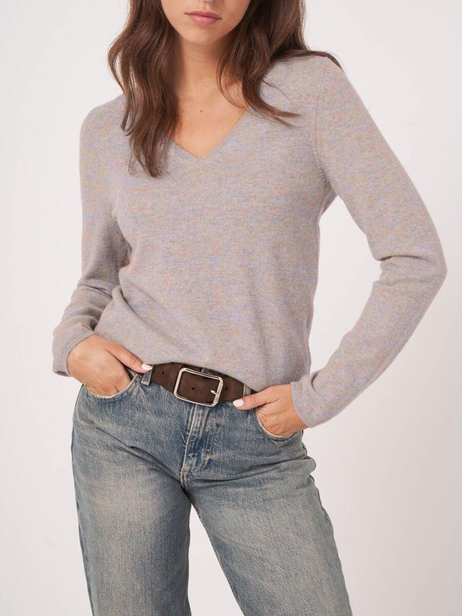 Repeat Cashmere Basic V-hals Trui Van Cashmere Wolmix