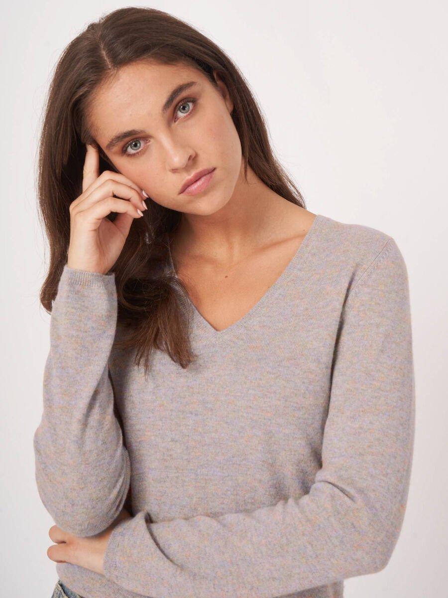 Repeat Cashmere Basic V-hals Trui Van Cashmere Wolmix