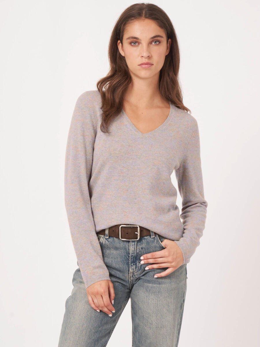 repeat cashmere Basic V-hals trui van cashmere wolmix