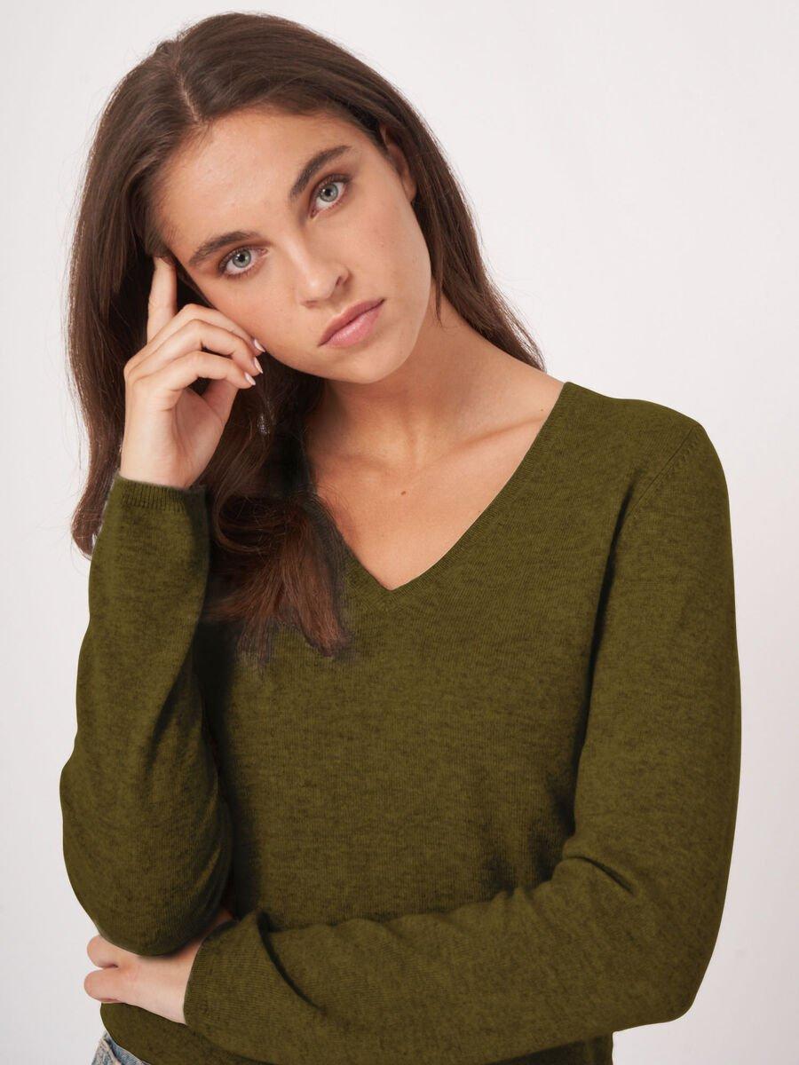 Repeat Cashmere Basic V-hals Trui Van Cashmere Wolmix
