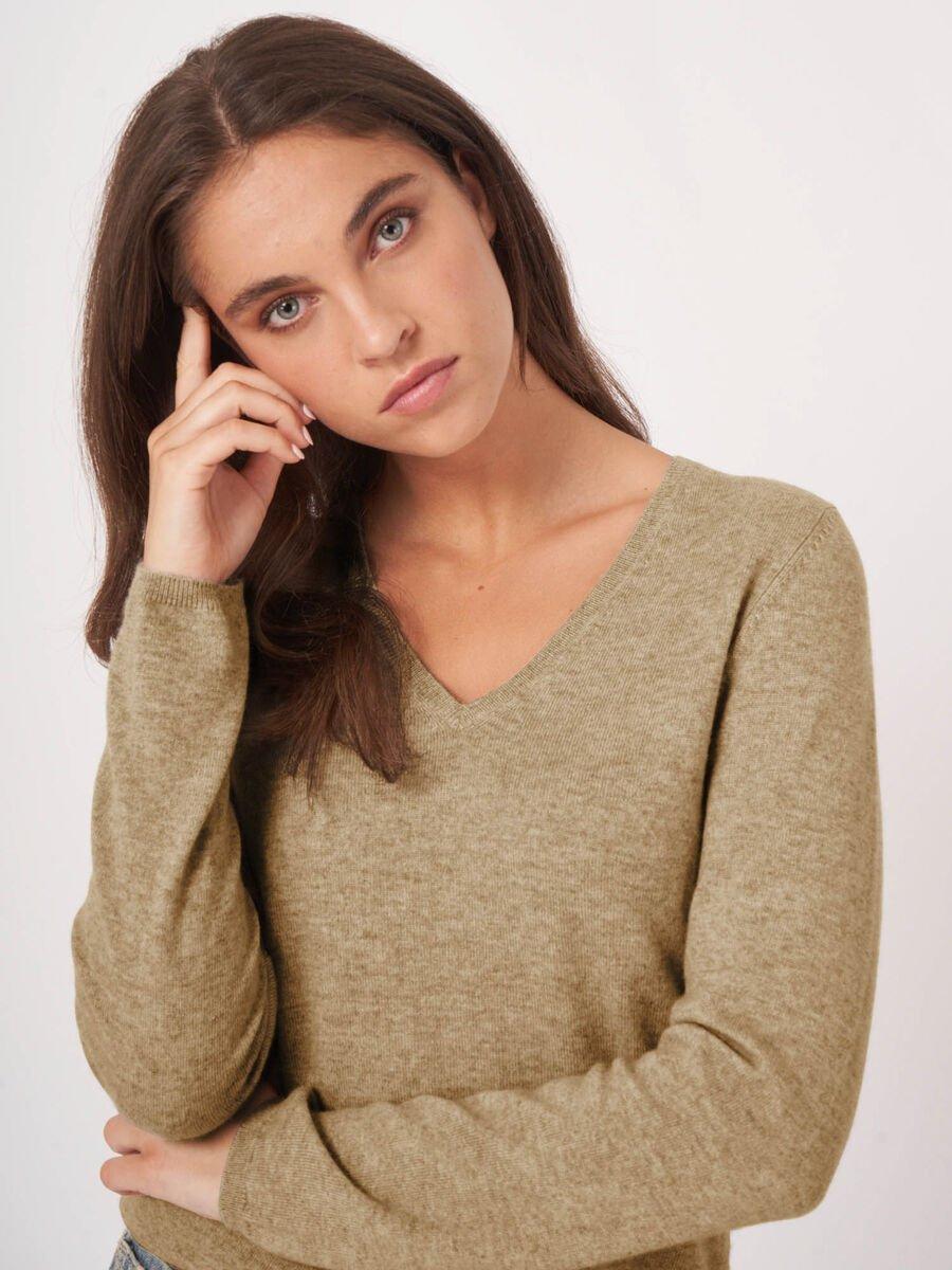 Repeat Cashmere Basic V-hals Trui Van Cashmere Wolmix