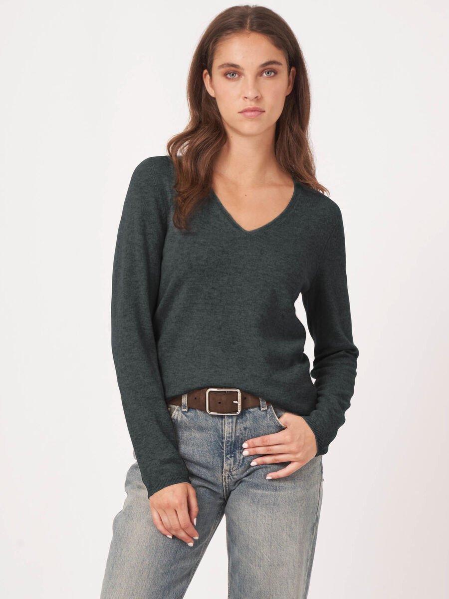 Repeat Cashmere Basic V-hals Trui Van Cashmere Wolmix