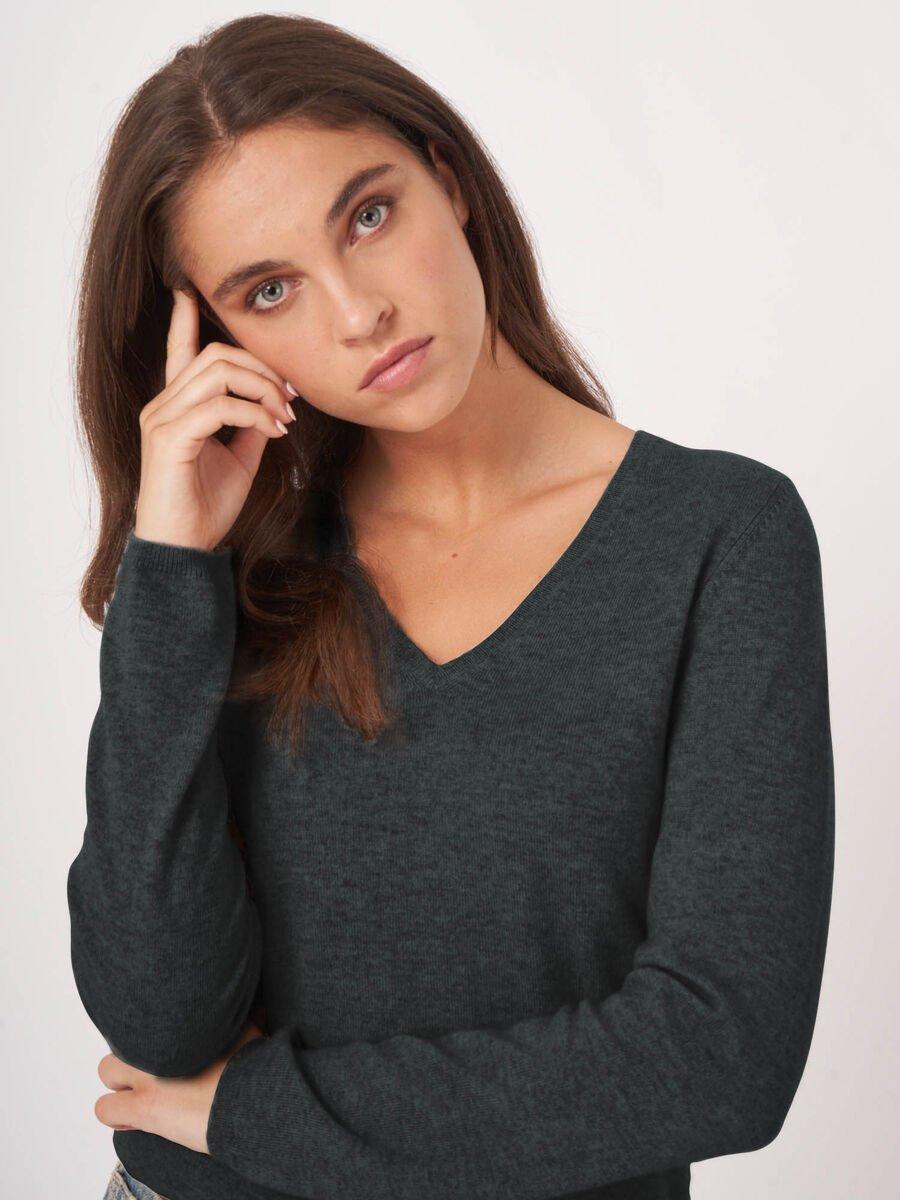 Repeat Cashmere Basic V-hals Trui Van Cashmere Wolmix
