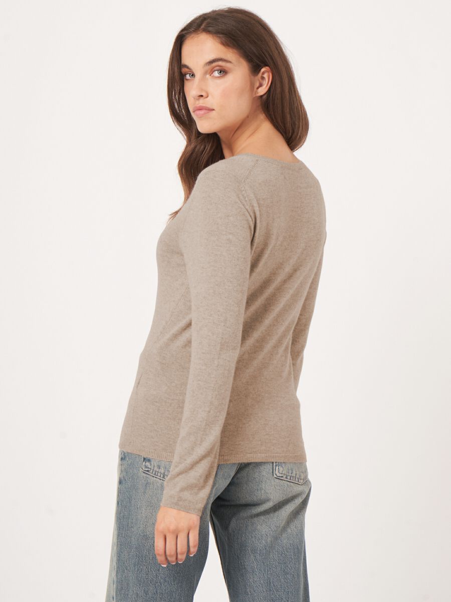 Repeat Cashmere Basic V-hals Trui Van Cashmere Wolmix