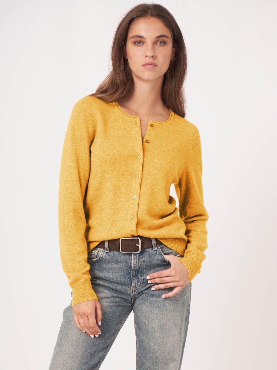 repeat cashmere Basic vest met ronde hals van cashmere wolmix