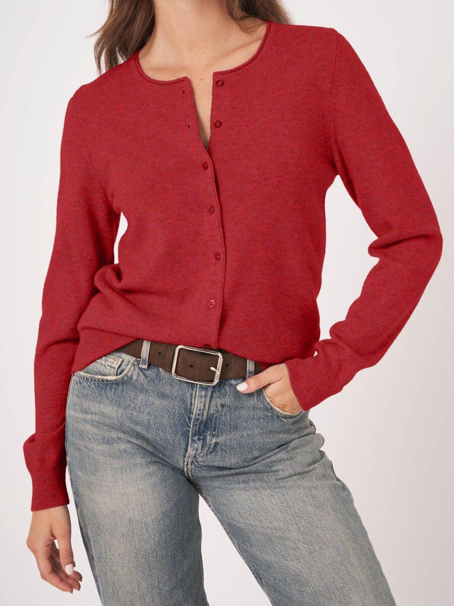 repeat cashmere Basic vest met ronde hals van cashmere wolmix