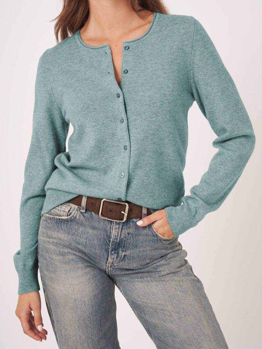 repeat cashmere Basic vest met ronde hals van cashmere wolmix