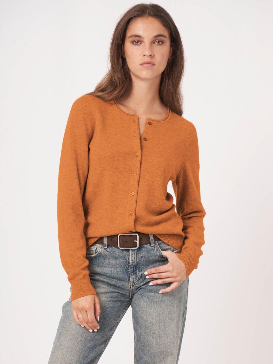 repeat cashmere Basic vest met ronde hals van cashmere wolmix