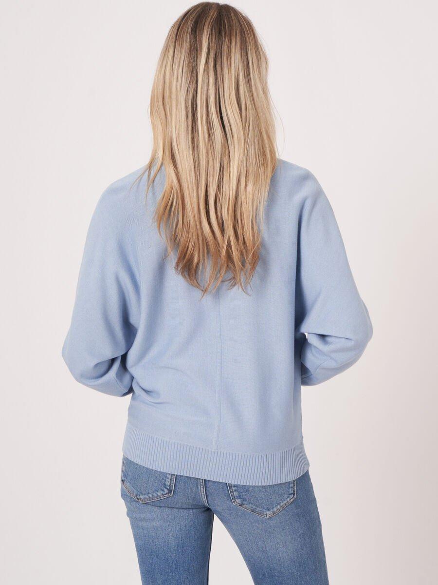 Repeat Cashmere Batwing Trui Met V-hals Van Katoenmix