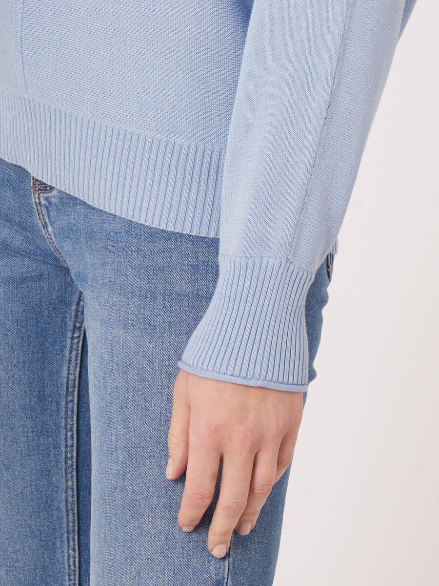 Repeat Cashmere Batwing Trui Met V-hals Van Katoenmix