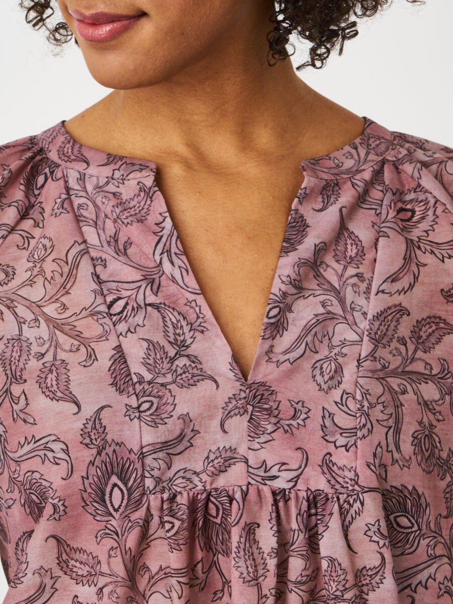 Repeat Cashmere Blouse Met 3/4 Mouwen En Paisley Print