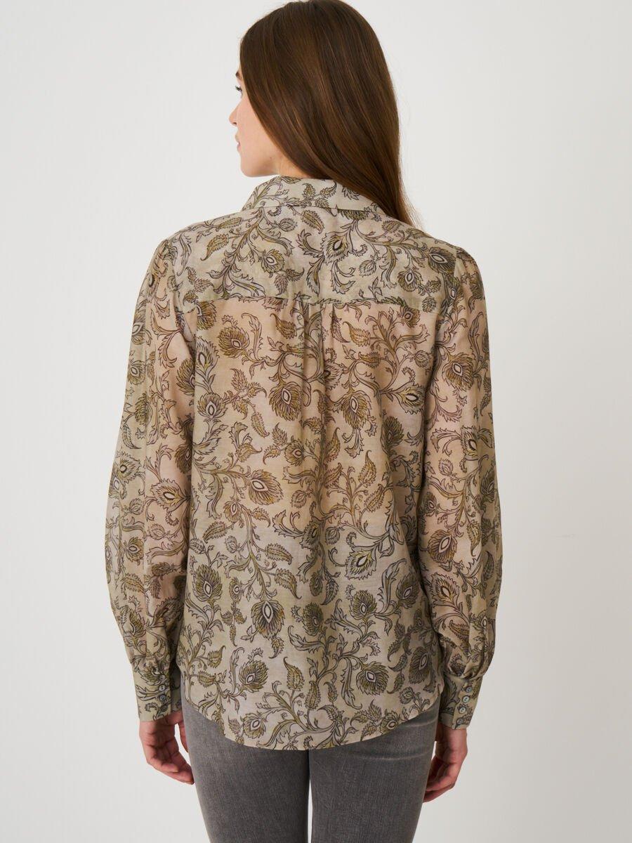 Repeat Cashmere Blouse Met Lange Pofmouwen En Paisley Print
