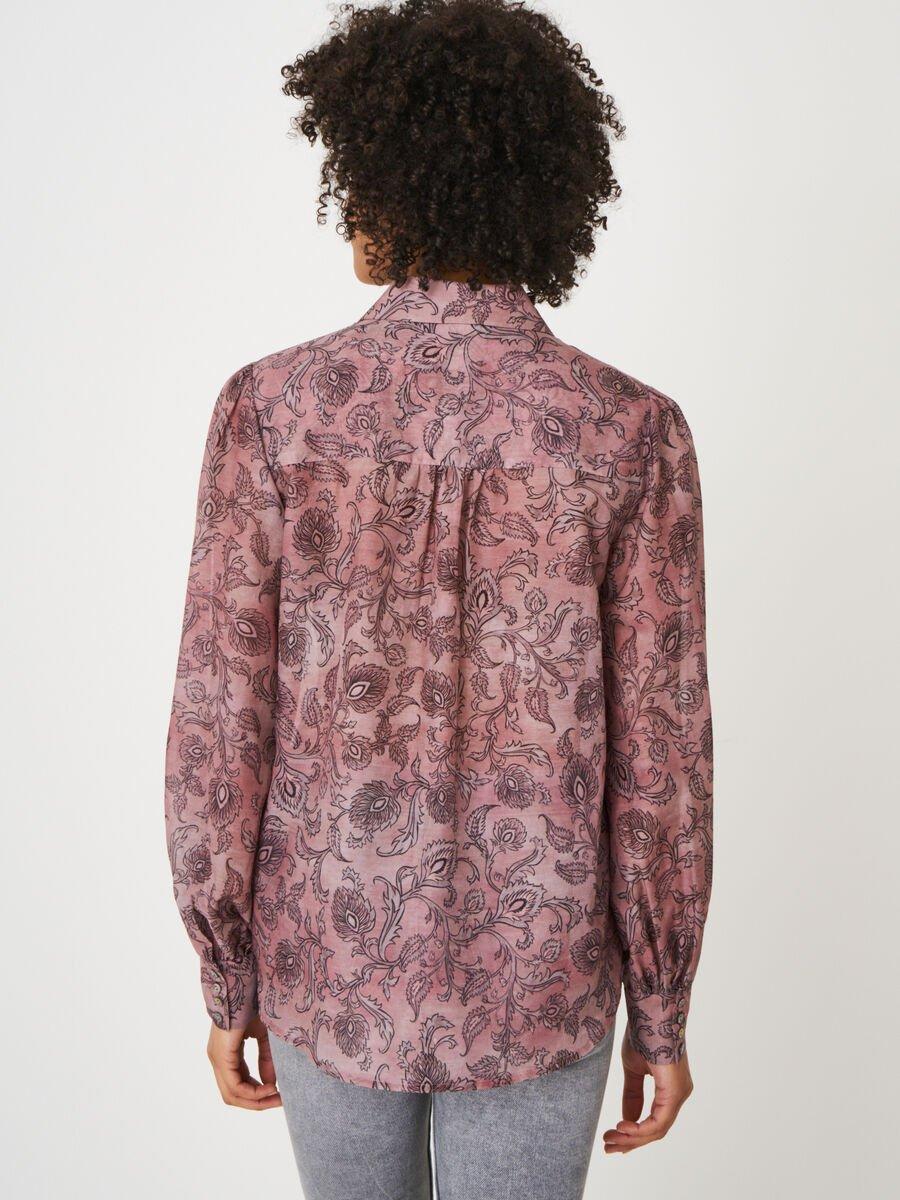 Repeat Cashmere Blouse Met Lange Pofmouwen En Paisley Print